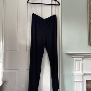 MSK Flare pants with open leg flare and rhinestone feature. Matching top also